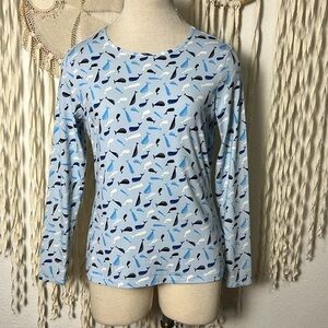Lands' End Blue Whale Print Long Sleeve Swim Rash Guard Size S(2/4)